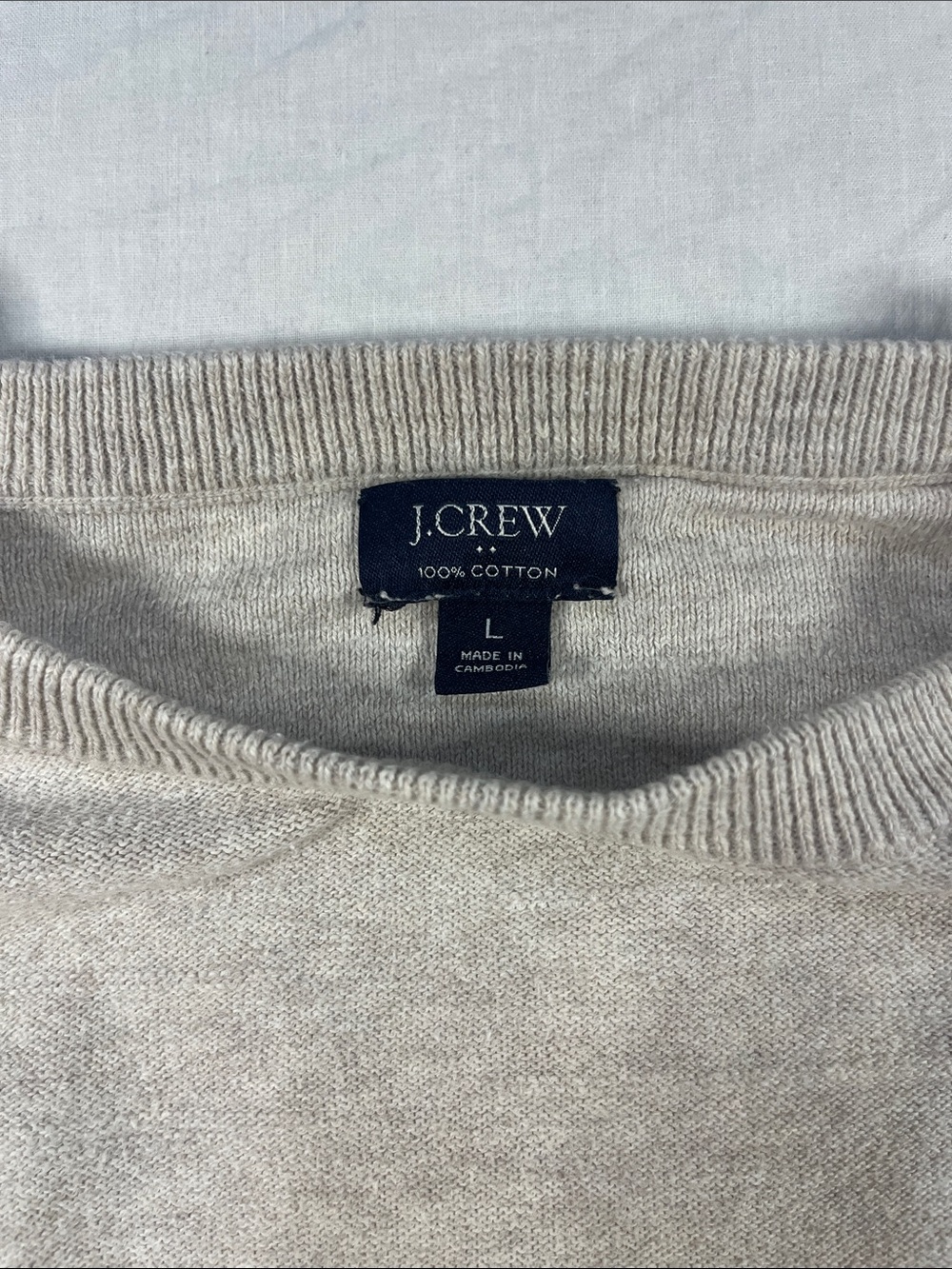 J. Crew Men’s Raglan Budded Crewneck Sweater Size Large in Cream Indie Fisherman - Picture 3 of 7